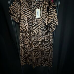Zebra Print Ruffle Dress